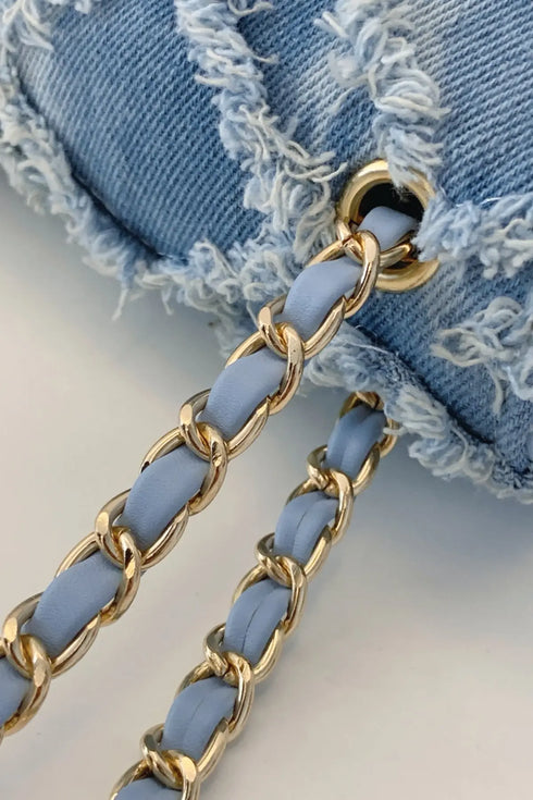 'Kehlani' Textured Denim Crossbody Bag - Celes Fashion